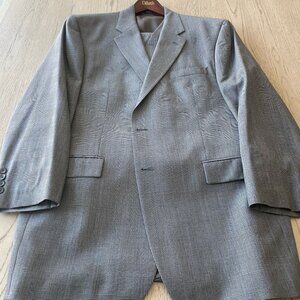 Ralph Lauren Men's 100% Wool Gray Plaid 3 Piece Suit - 46 L